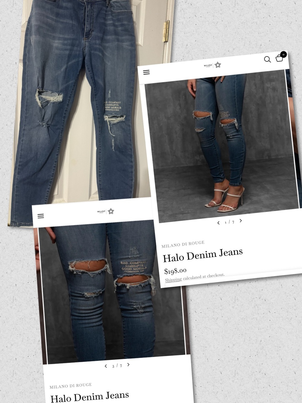 Milano Di Rouge Skinny Ripped Jeans - Blue